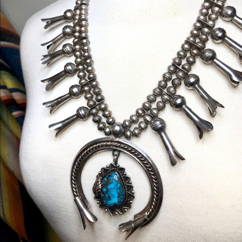 Vintage 1980’s Navajo 925 Sterling Squash Blossom